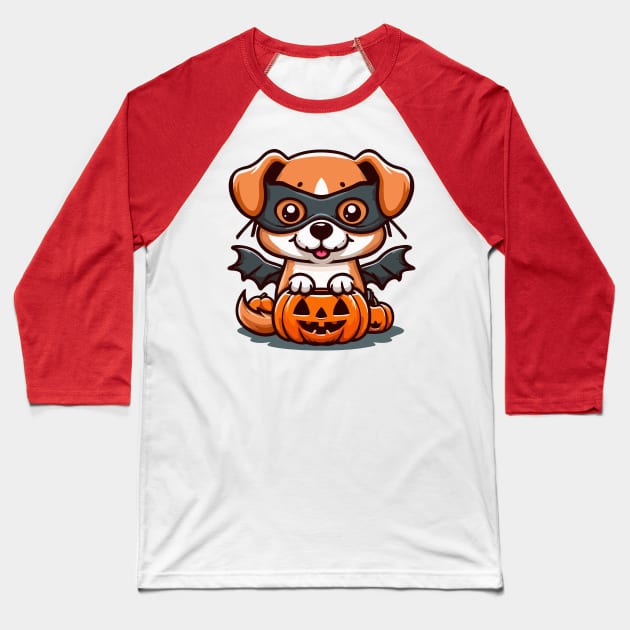 Dog in halloween mask Baseball T-Shirt by Xopaw